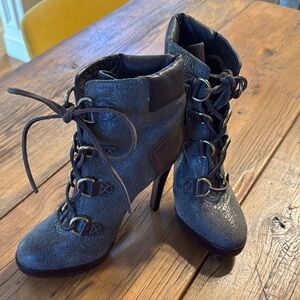 Tori Burch Lace-Up High Heel Ankle Boots 9 1/2